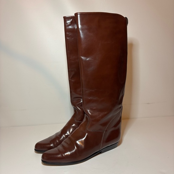 Charles David Maroon Tall Boot Womens 9 B Leather Knee High Riding Rain Italy - Picture 1 of 14